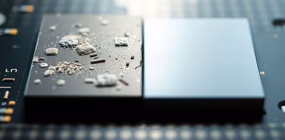 Electronic component before and after laser cleaning