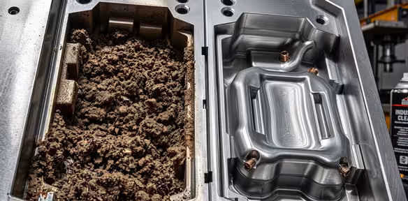 Automotive mold before and after laser cleaning